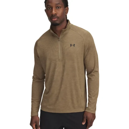 Hombre Under Armour Tech Textured camiseta manga larga media cremallera - SS25